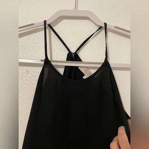 Loft Semi-Sheer Sleeveless Black Camisole/Tank Top